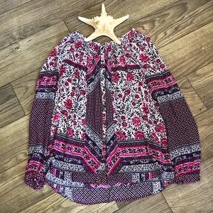 Lucky Brand Long Sleeve Button Down Lightweight Tunic Top, L